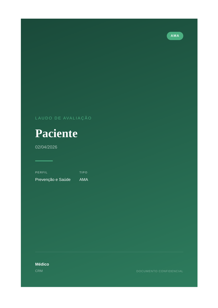 Capa do Passaporte Metabólico — laudo de Avaliação Metabólica em tonalidade verde-floresta.